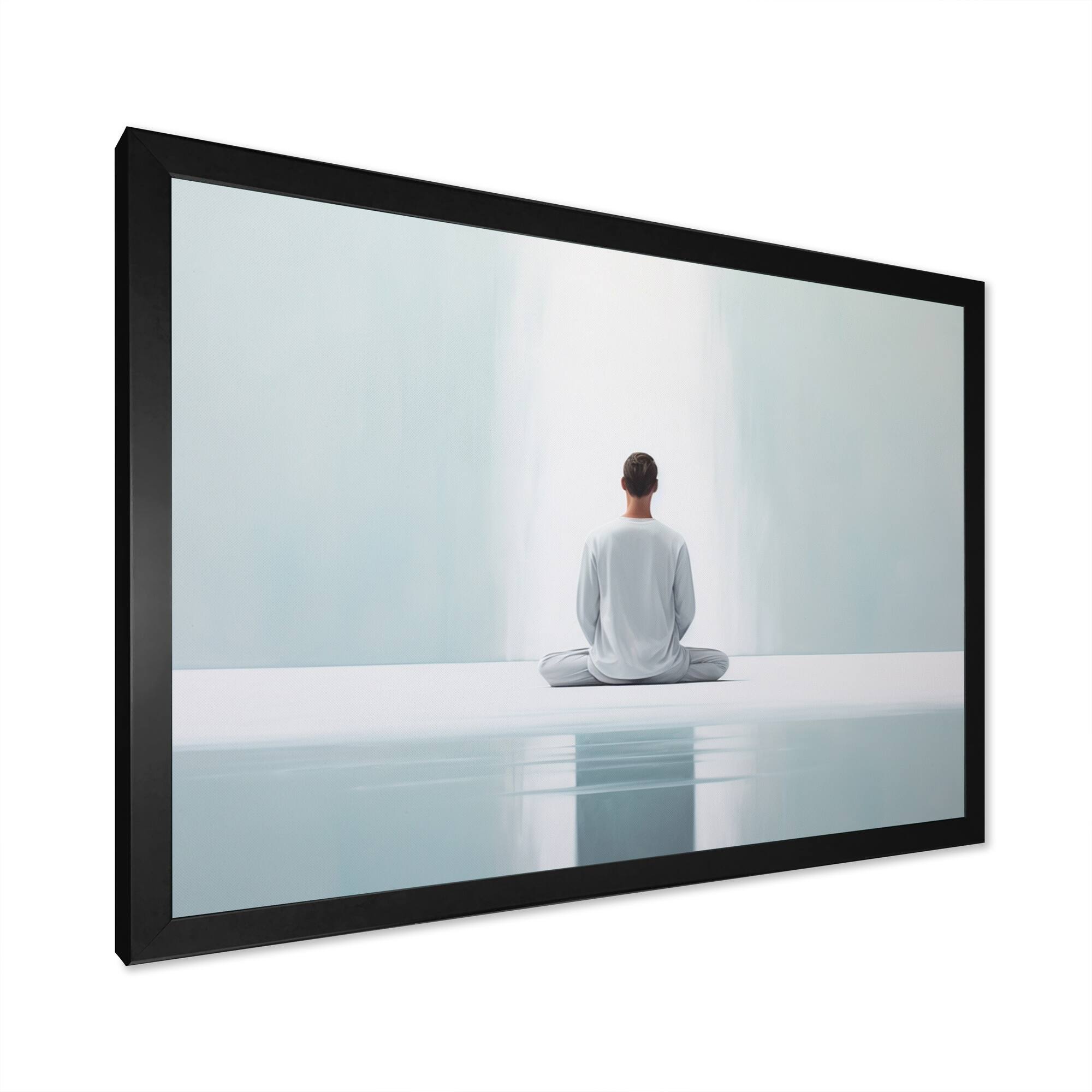 Designart "White Meditation Harmony Of Mind" Spiritual Framed Wall Art